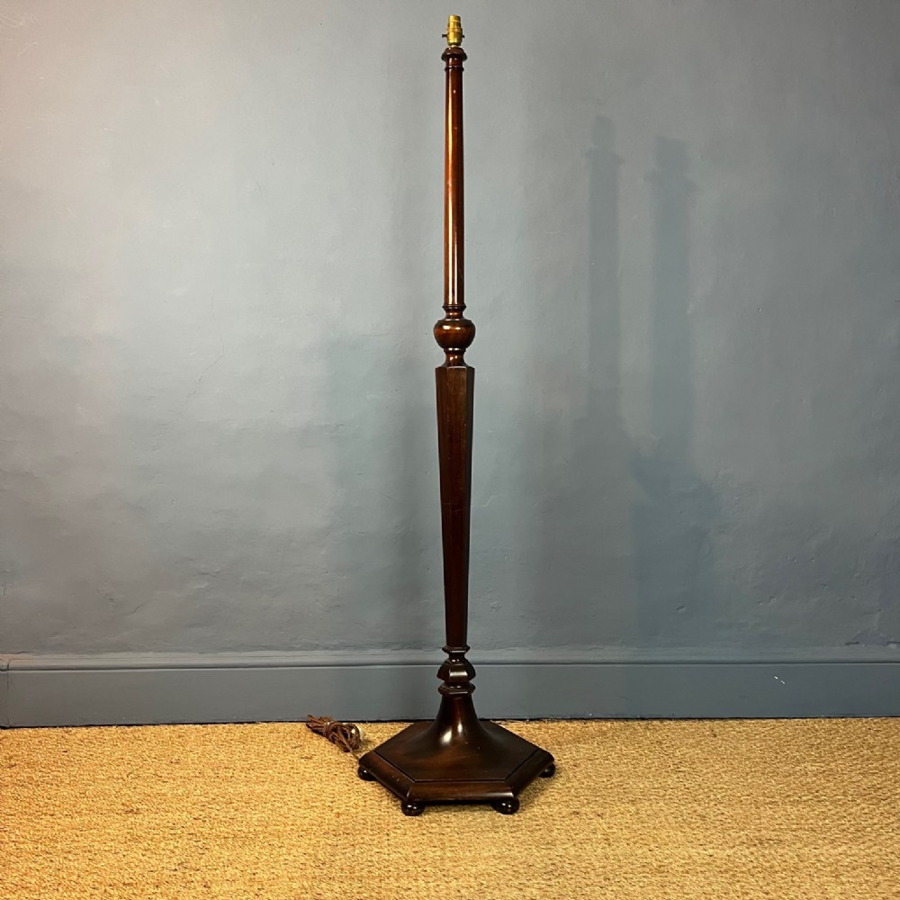 A Heals mahogany hexagonal standard lamp circa 1930 