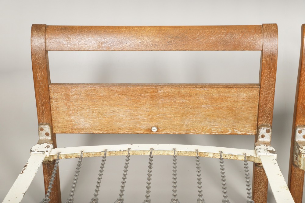A pair of Heals children's limed oak single beds circa 1930  View III