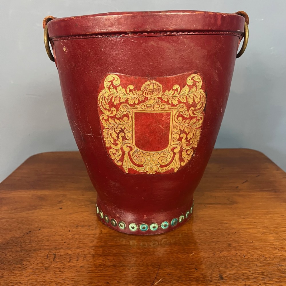 A Victorian red leather country house fire bucket circa 1890