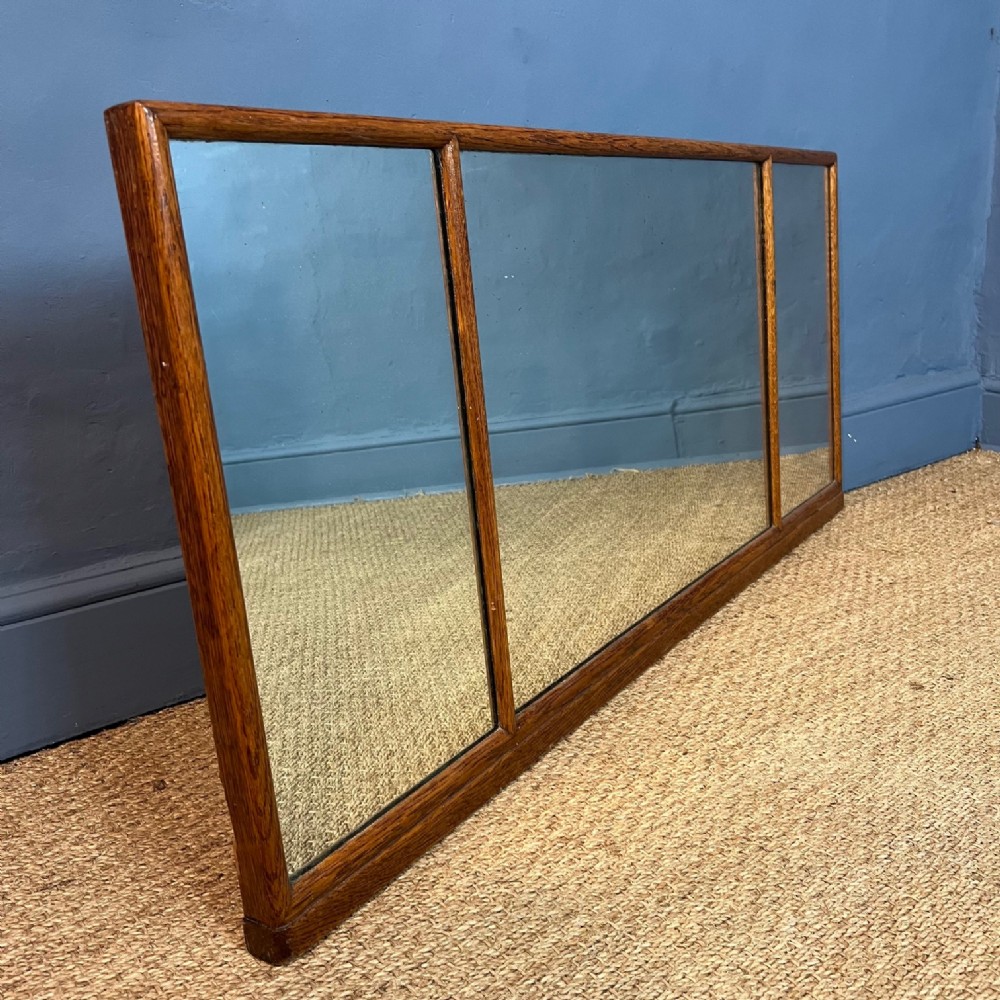 An unusual Victorian oak triple plate overmantel mirror circa 1890 