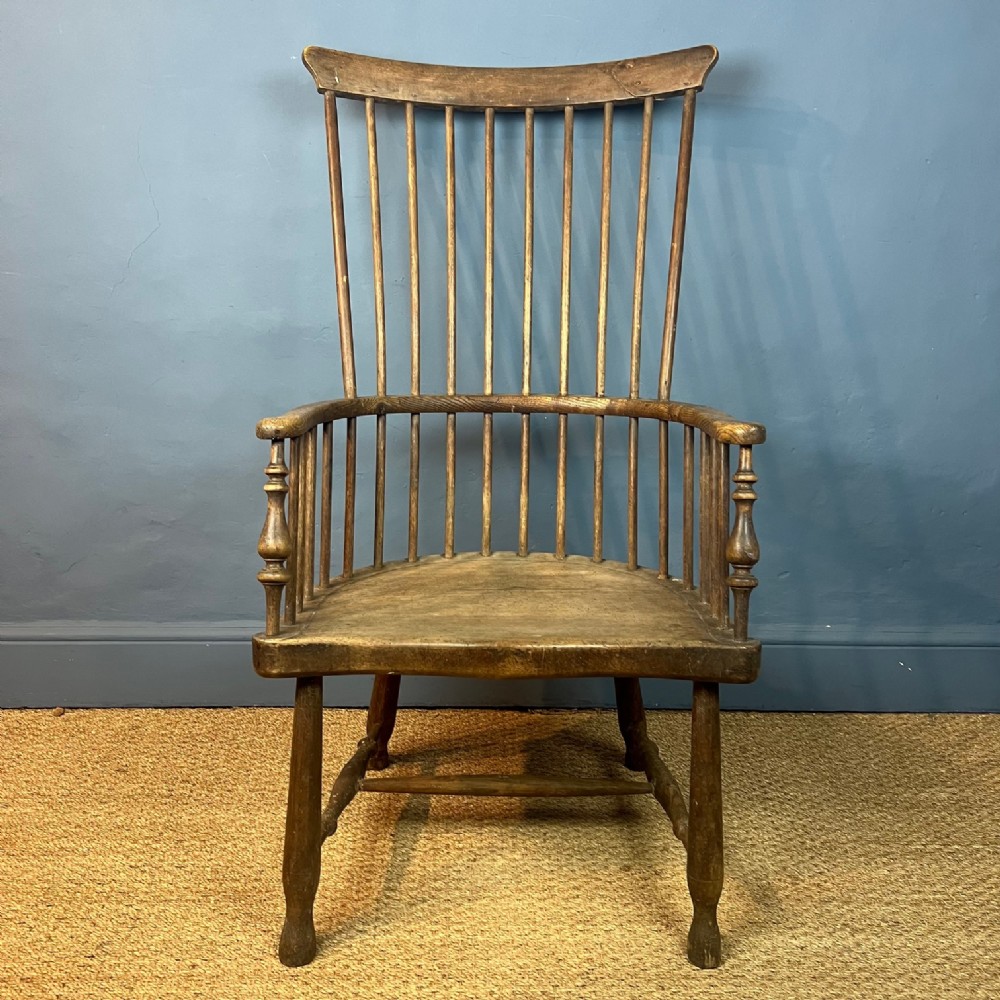 A mid 19th century Scottish Birchwood high back Windsor chair circa 1870 by Hugh Shields Snr 