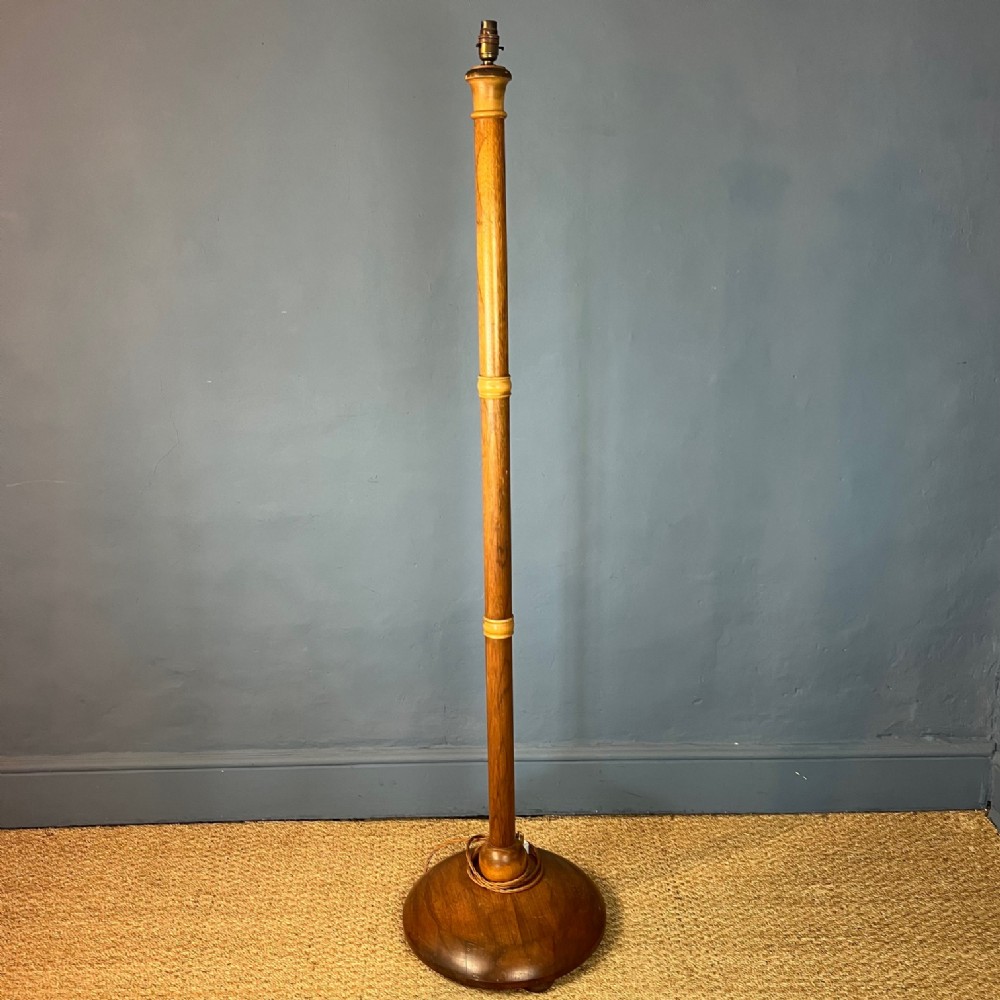 An unusual English Art Deco Birch and maple standard lamp circa 1930