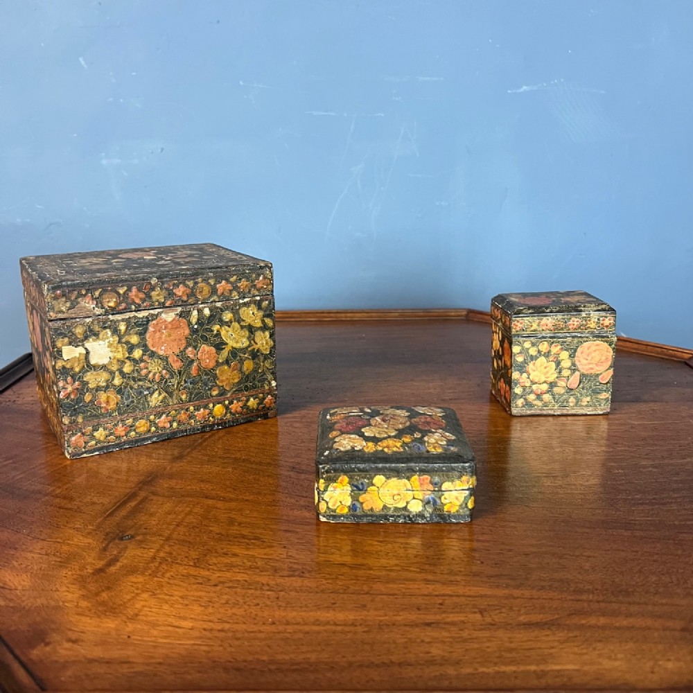 A group of 3 late 19th century gilt Kashmiri lacquer and gilt boxes circa 1890.