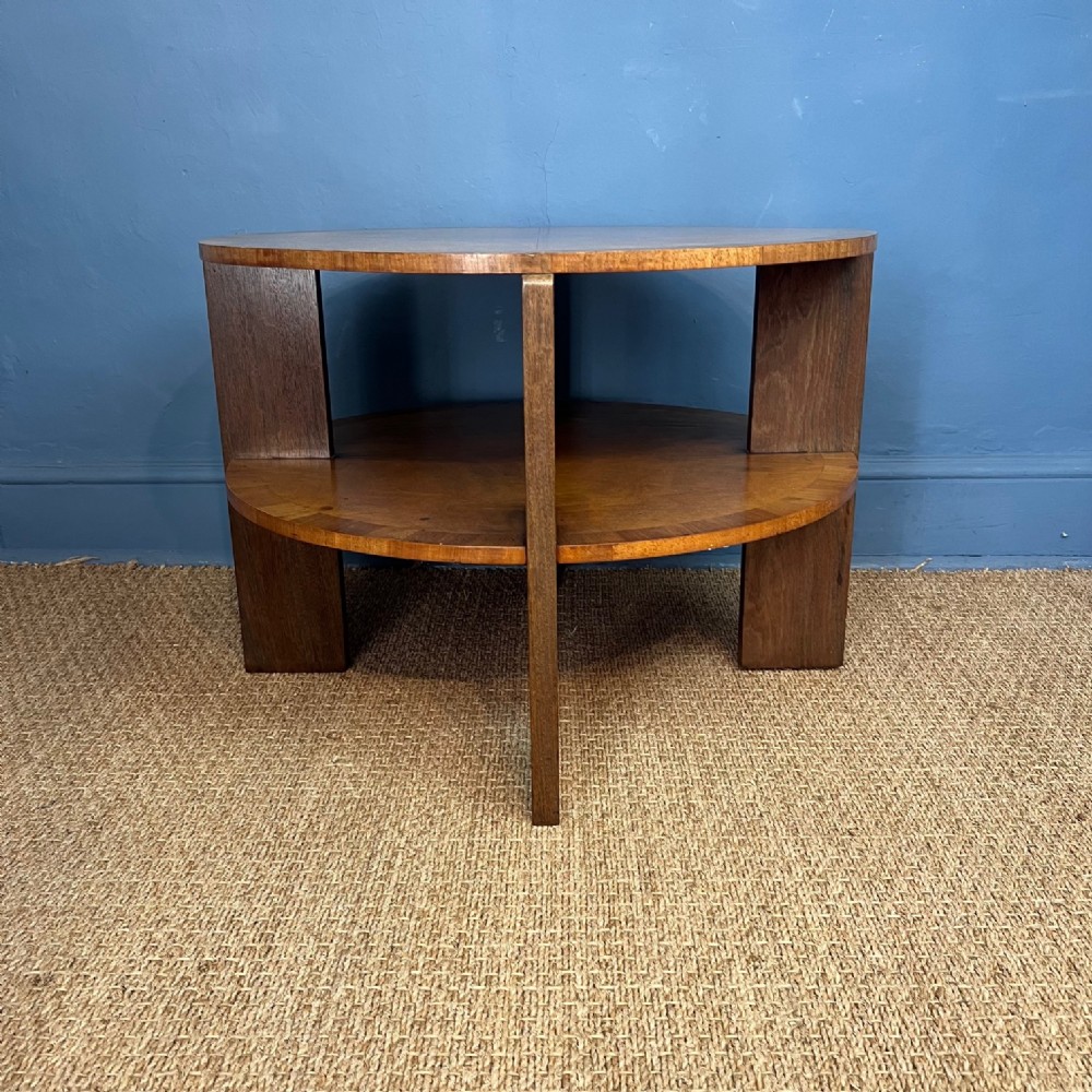 An English Art Deco maple  and walnut 2 tier coffee table circa 1930