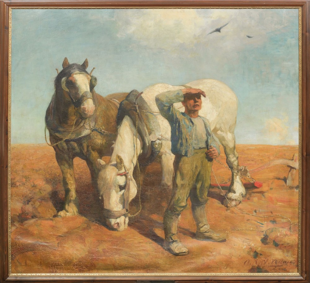 The Aeroplane  oil on canvas signed and dated lower right 1914