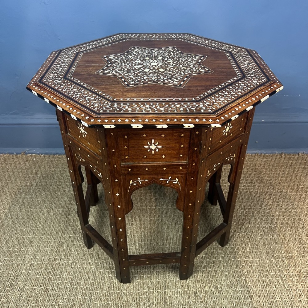 A late 19th century Hoshiarpur bone inlaid octagonal table circa 1900