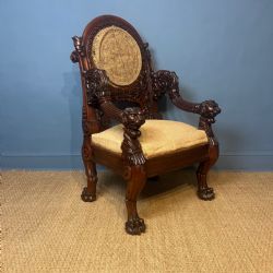 AN EXTRAORDINARY FRENCH CARVED MAHOGANY ARMCHAIR CIRCA 1850 BY VEUVE MEUNIER OF PARIS