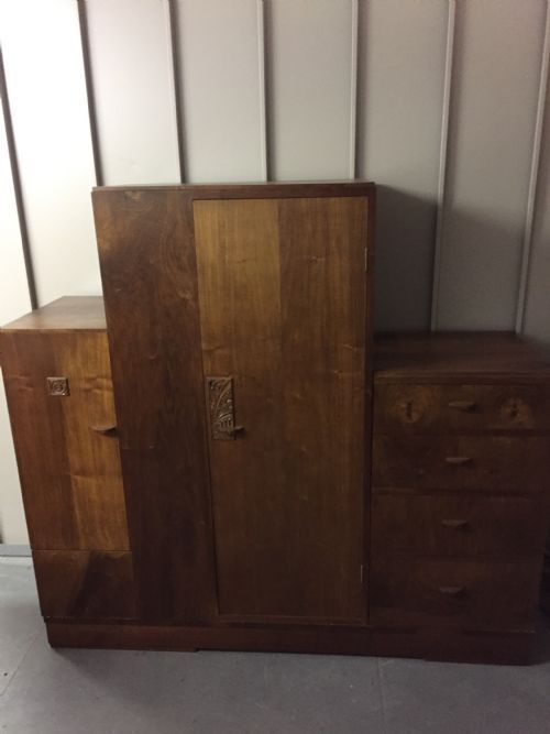 A Superb Walnut Art Deco/arts and Crafts Bedroom Combination  
Wardrobe Armoire