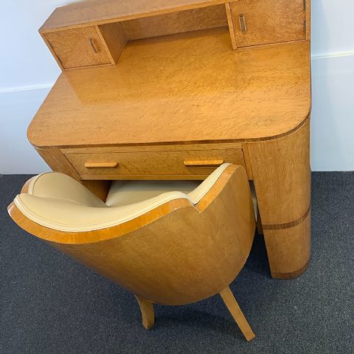 fig 1. Art Deco Birds Eye Maple Desk and Epstein Chair.