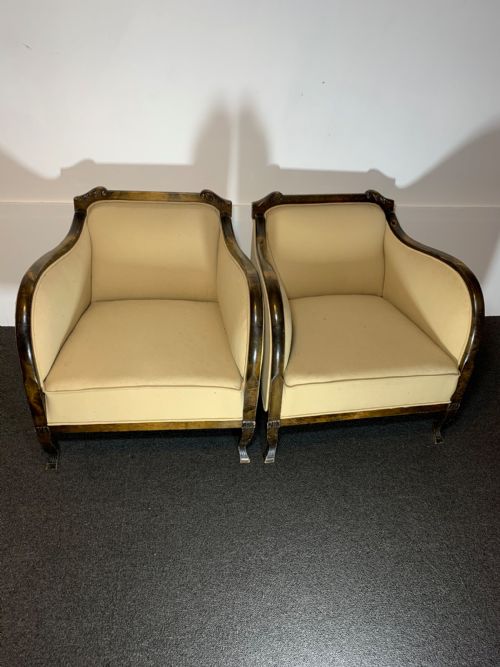 Art Deco Pair of Armchairs for Reupholstery