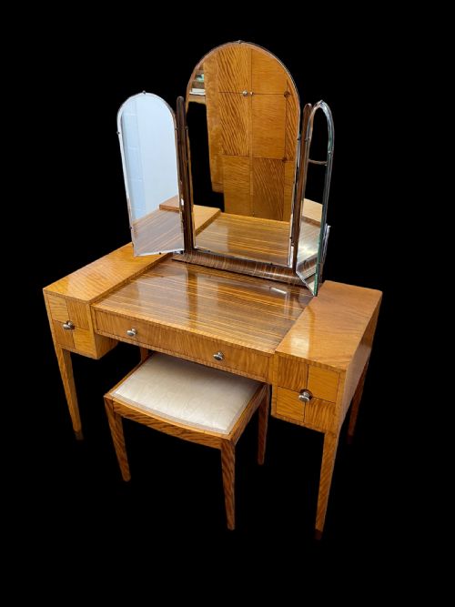 Exceptional Art Deco Dressing Table and Matching Stool