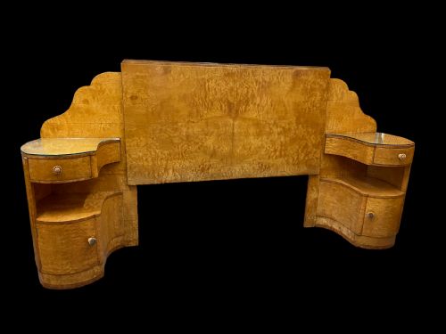 fig 1. Art Deco Headboard and attached Bedside Tables by Harry and Lou Epstein