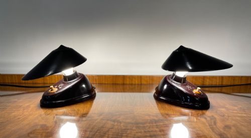 A Pair of Art Deco Czech Bakelite Desk or Wall Lamps by Esc Elektrosvit Circa 1935.