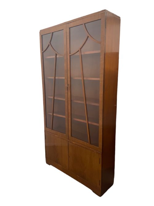 Art Deco Glazed Bookcase in Walnut