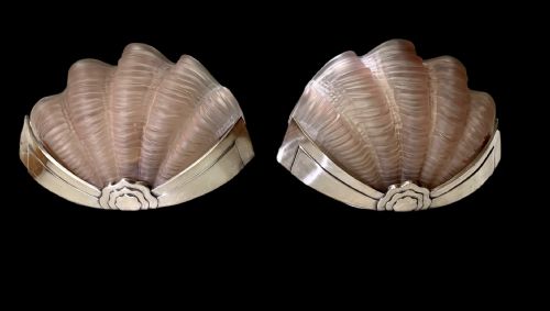 Art Deco Pair of Shell Clam Wall Lights