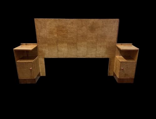 fig 1. Art Deco 5ft Headboard with attached Bedside Cabinets