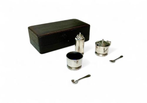 ART DECO SOLID SILVER BOXED CRUET SET - ADDITIONAL PHOTO 12
