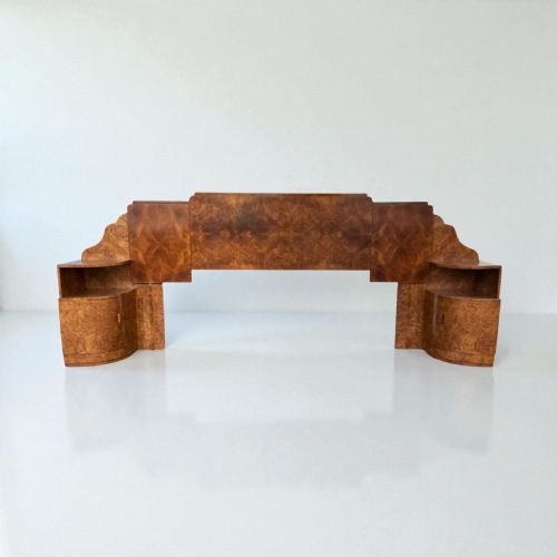 fig 1. Art Deco pair of bedside tables and attached headboard by Harry and Lou Epstein
