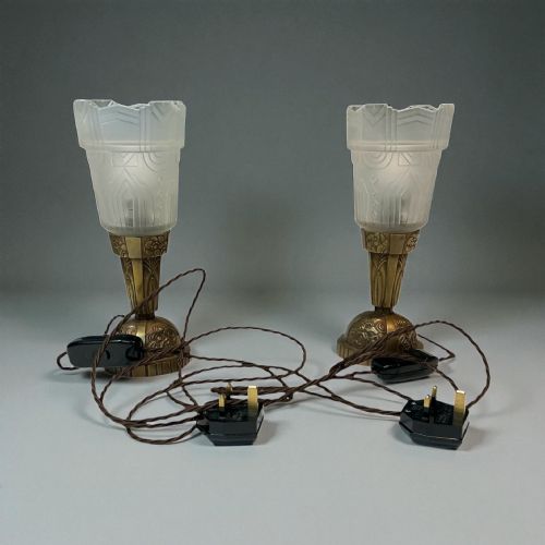 fig 1. A fine pair of Art Deco lamps attributed to Hettier and Vincent