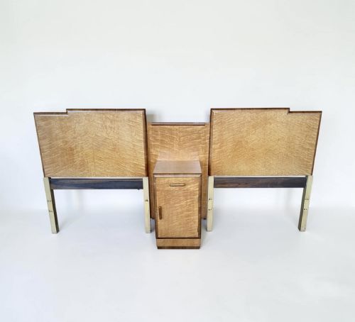 ART DECO PAIR OF SINGLE BEDS WITH INTEGRAL BEDSIDE TABLE - ADDITIONAL PHOTO 3