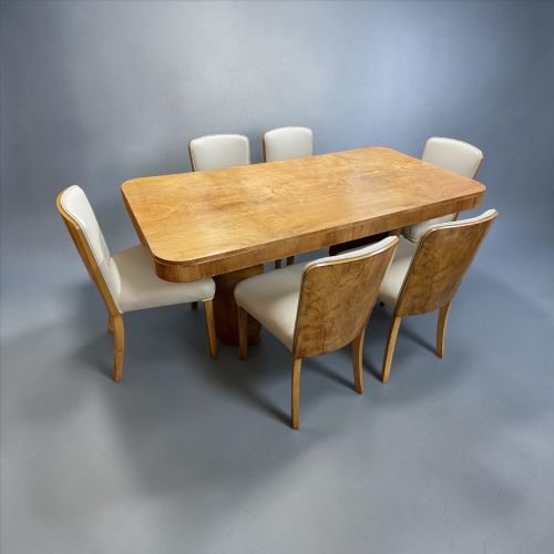 ART DECO DINING TABLE AND SIX CHAIRS BY HARRY AND LOU EPSTEIN