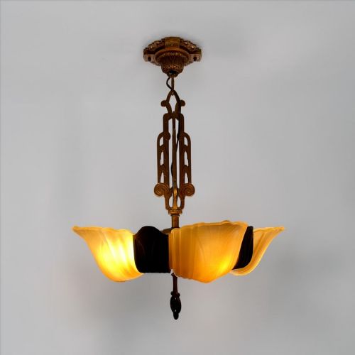Art Deco American ‘Slip’ Shade Ceiling Light