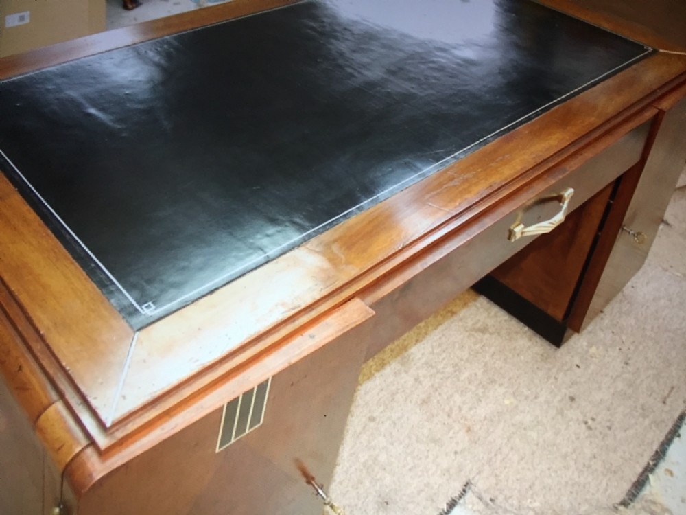 A Stunning French Art Deco Walnut Partners Desk.  View VI