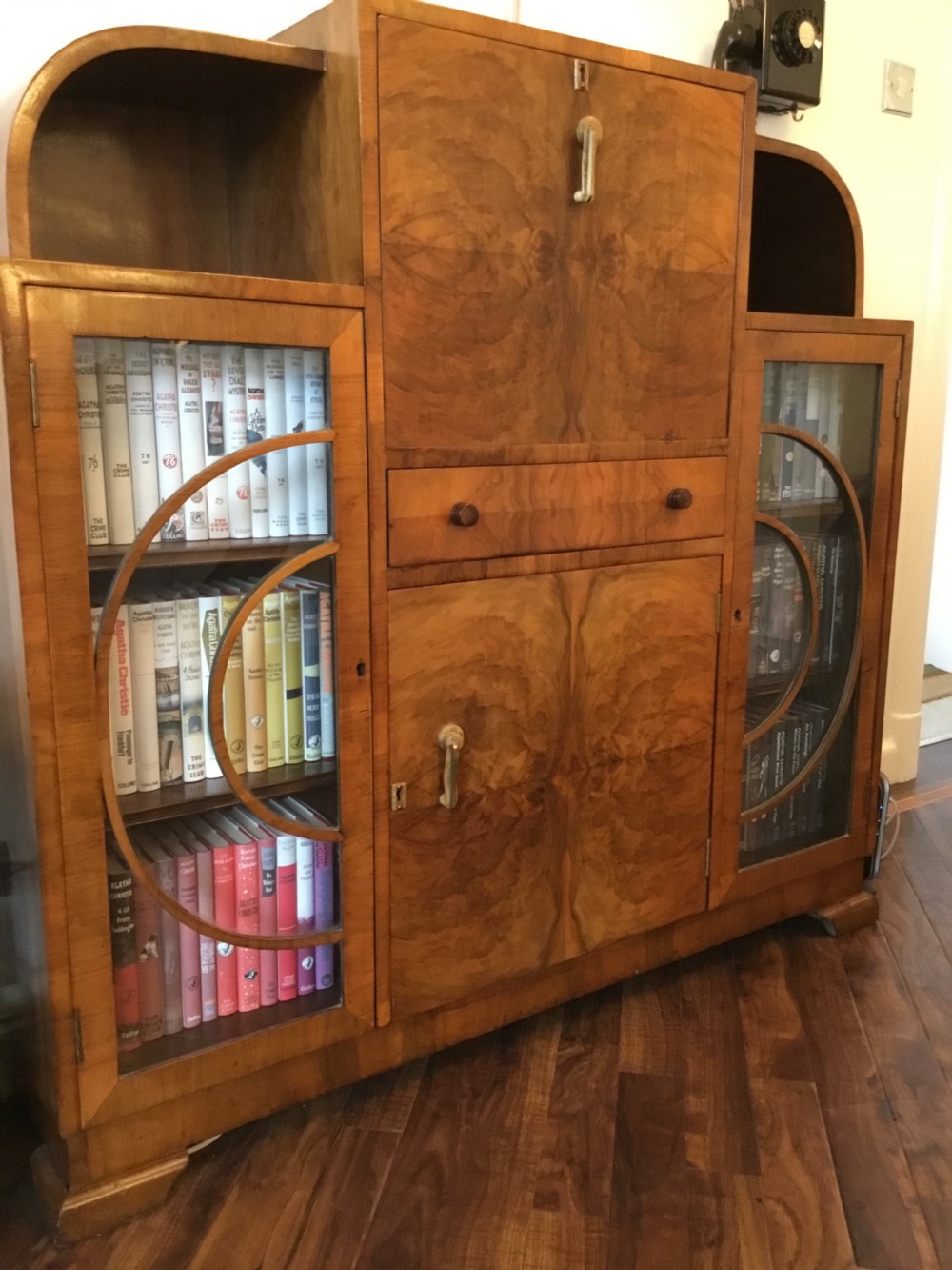 A Walnut Art Deco Bureau and Display Cabinet View II