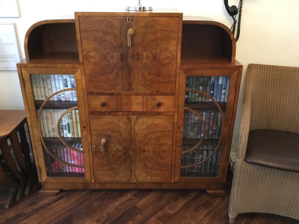 A Walnut Art Deco Bureau and Display Cabinet View III
