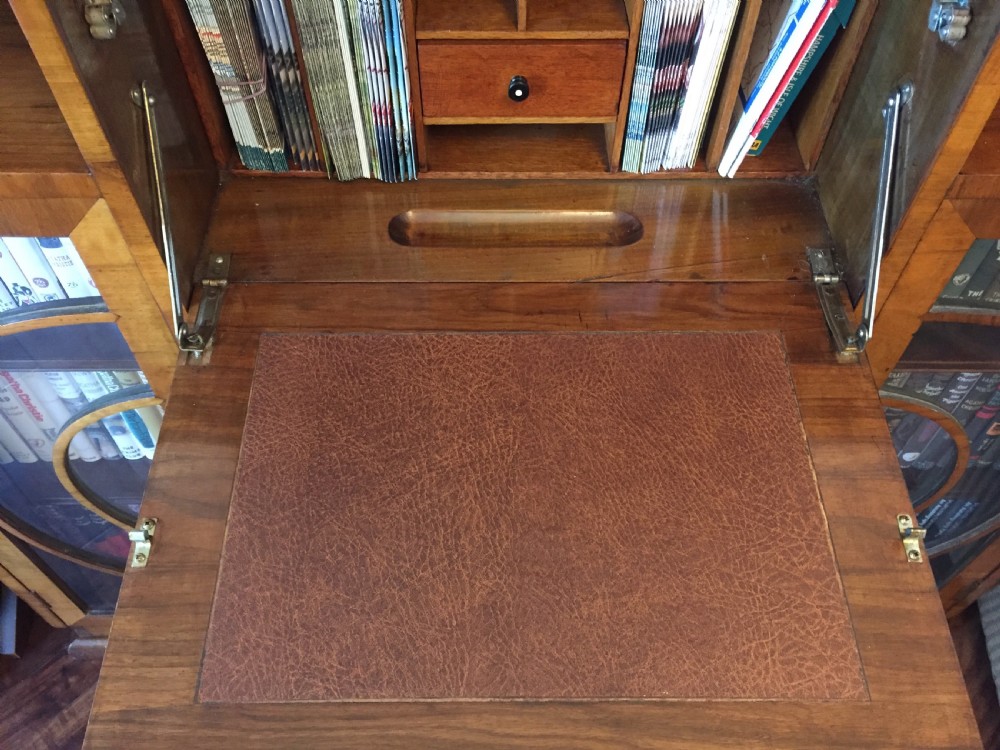 A Walnut Art Deco Bureau and Display Cabinet View IV