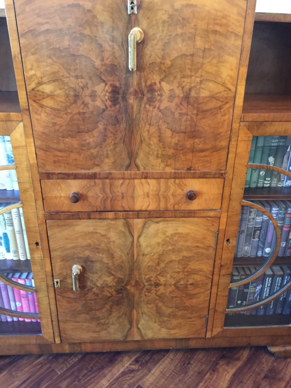 A Walnut Art Deco Bureau and Display Cabinet View IX