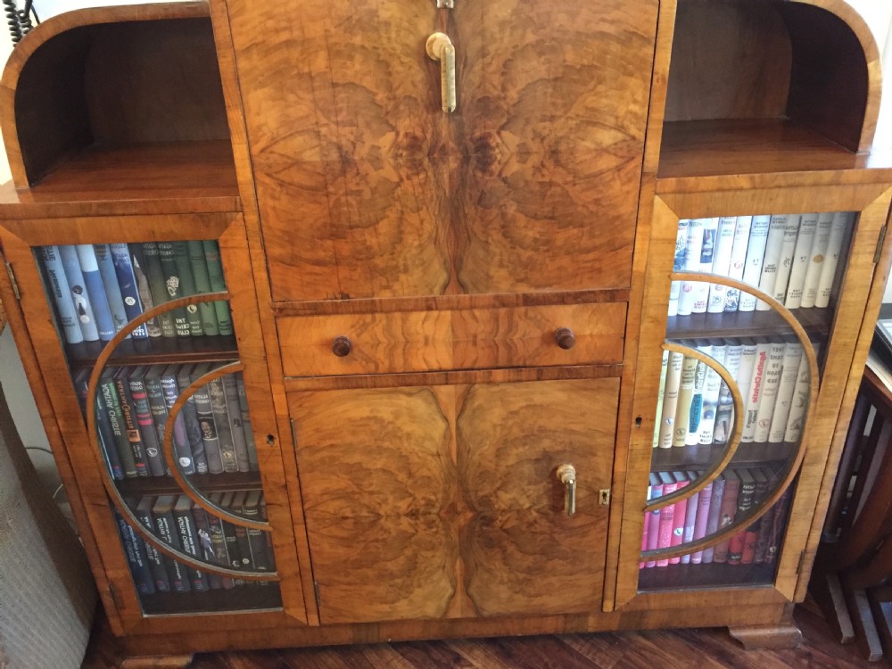 A Walnut Art Deco Bureau and Display Cabinet View X
