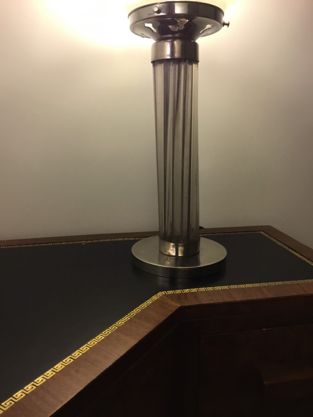 A Striking Art Deco, Glass and chrome table light by Kaza, France. View III