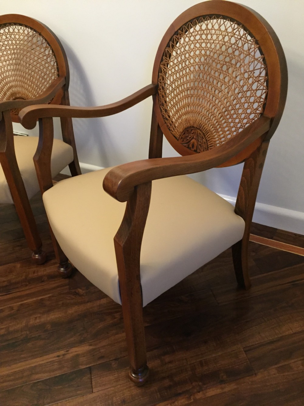 A Pair of Fine 1920’s Walnut Bergere Chairs. View III