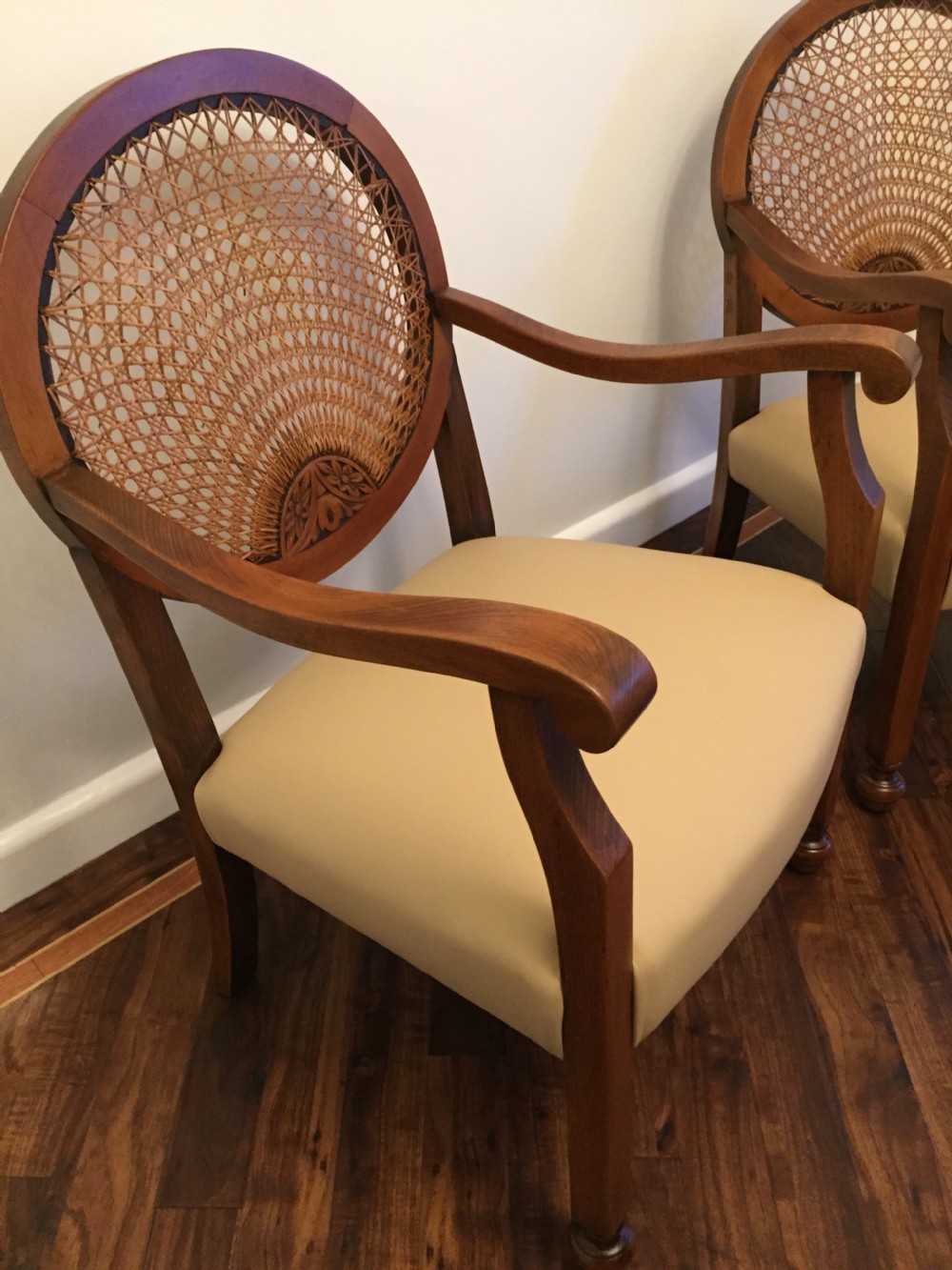 A Pair of Fine 1920’s Walnut Bergere Chairs. View IV