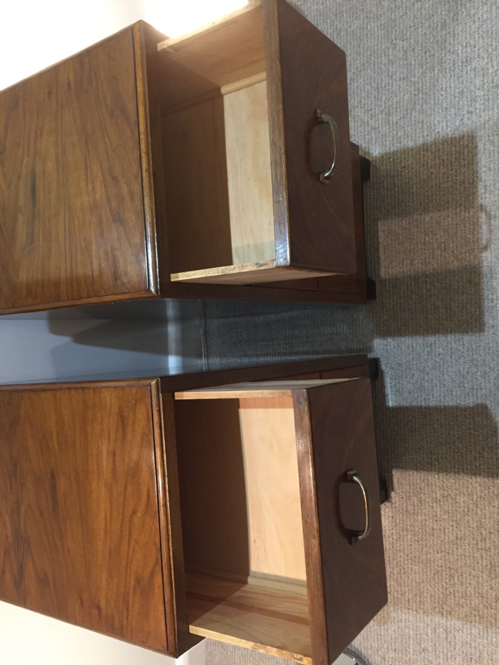 A Good Pair of Art Deco Walnut Bedside Cabinets. View IV