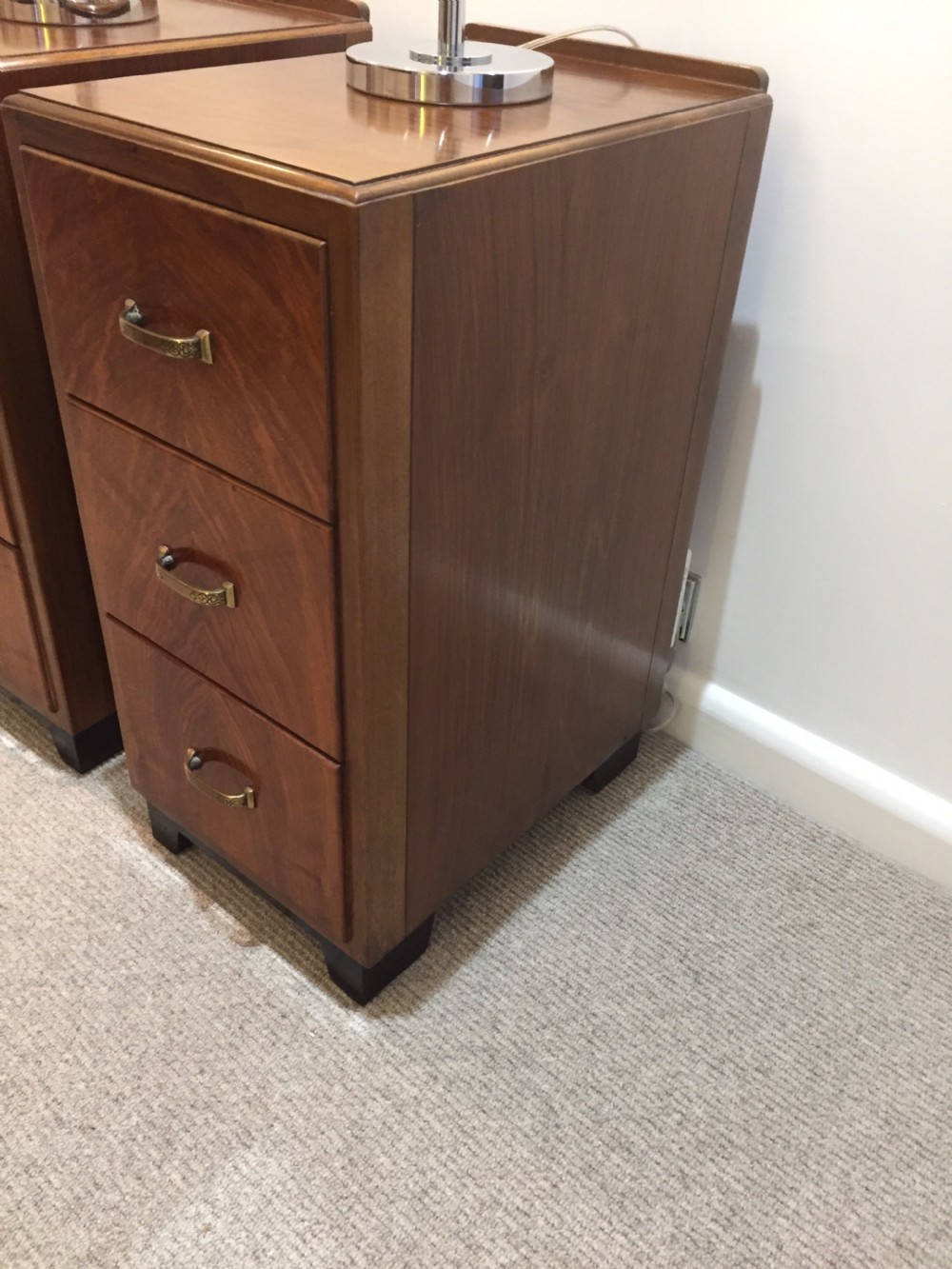 A Good Pair of Art Deco Walnut Bedside Cabinets. View V