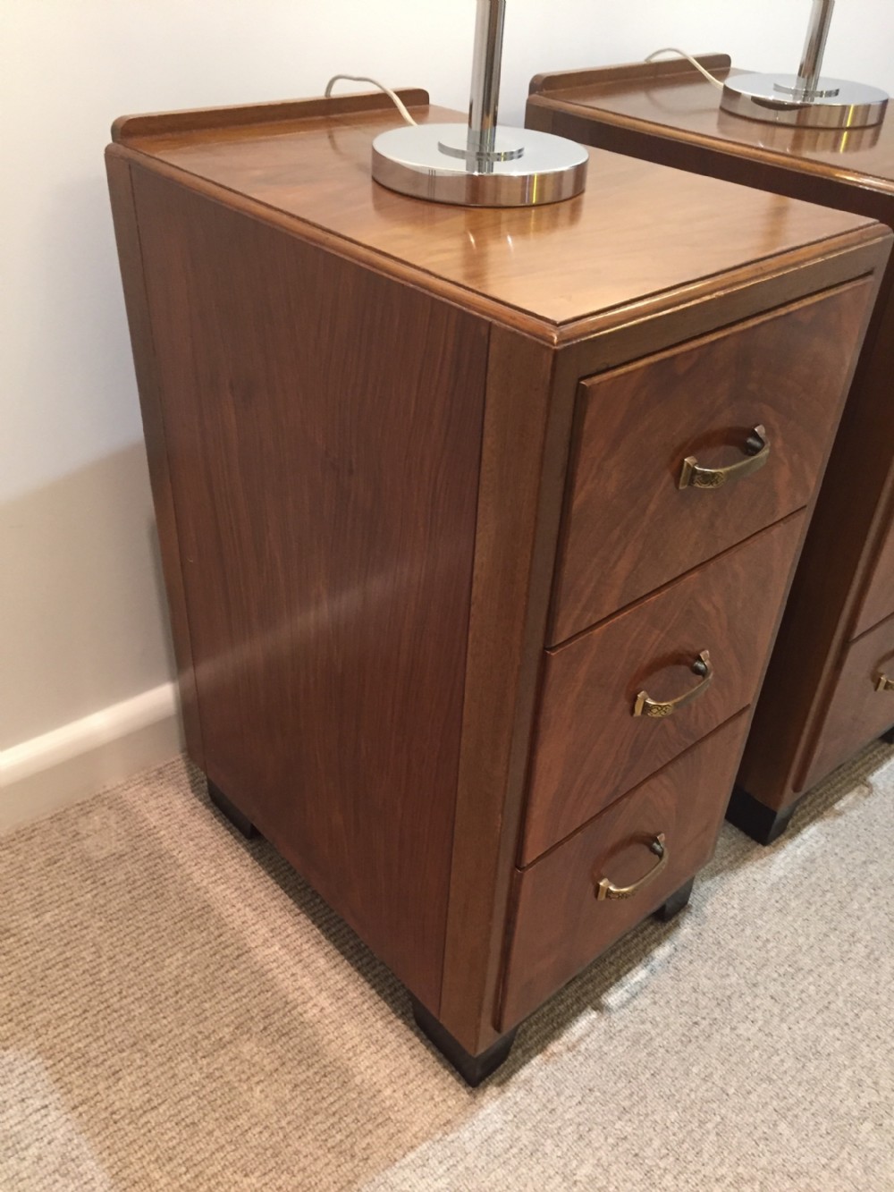A Good Pair of Art Deco Walnut Bedside Cabinets. View VI
