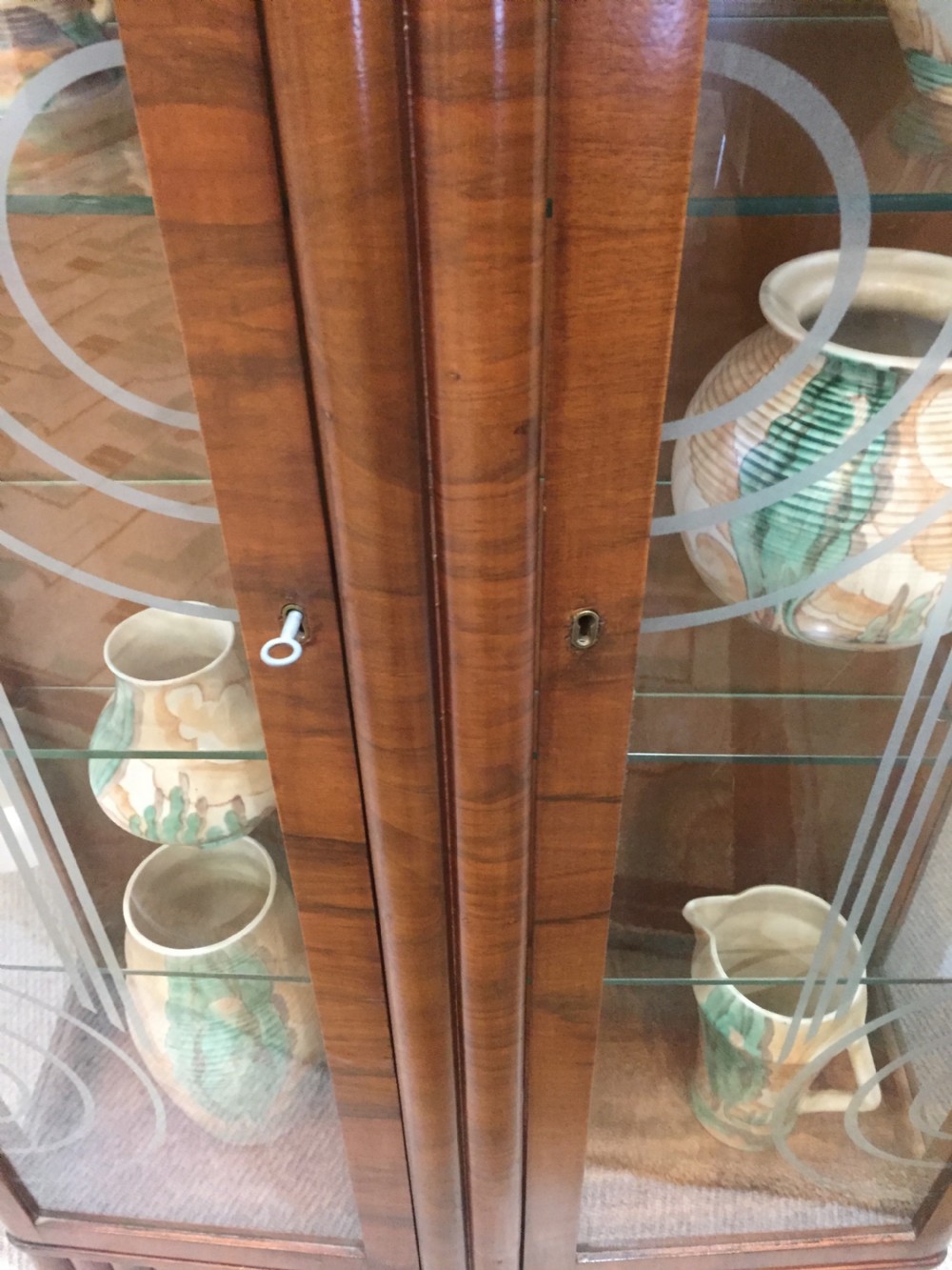 A Good Quality Art Deco Walnut Display Cabinet View III