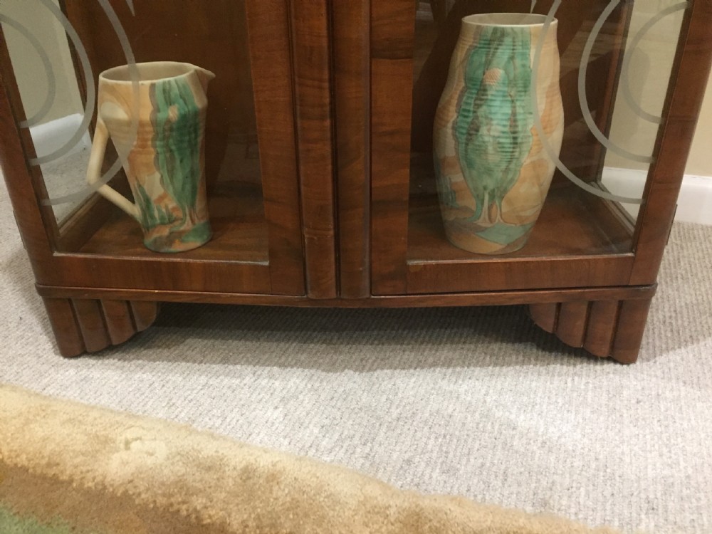 A Good Quality Art Deco Walnut Display Cabinet View IV
