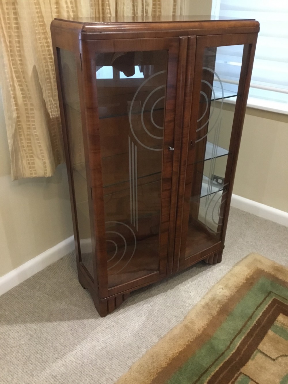 A Good Quality Art Deco Walnut Display Cabinet View VIII