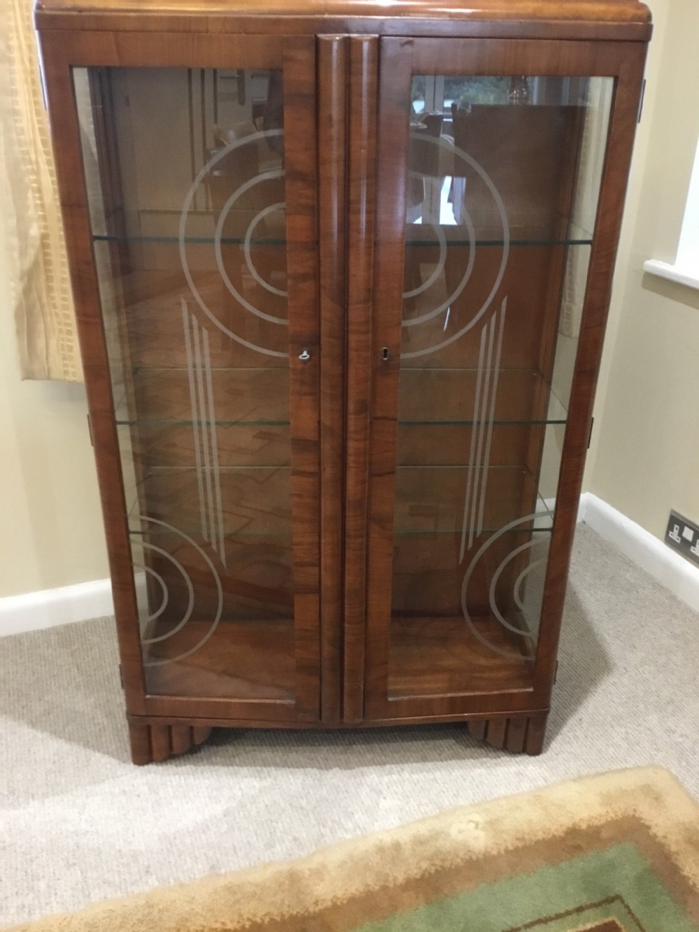 A Good Quality Art Deco Walnut Display Cabinet View IX