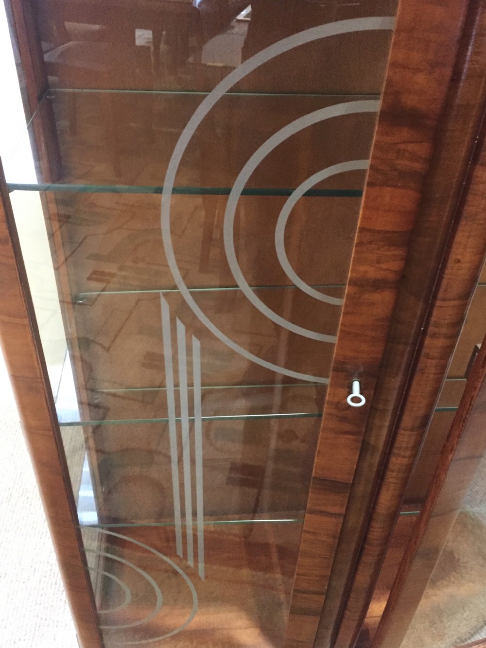 A Good Quality Art Deco Walnut Display Cabinet View X
