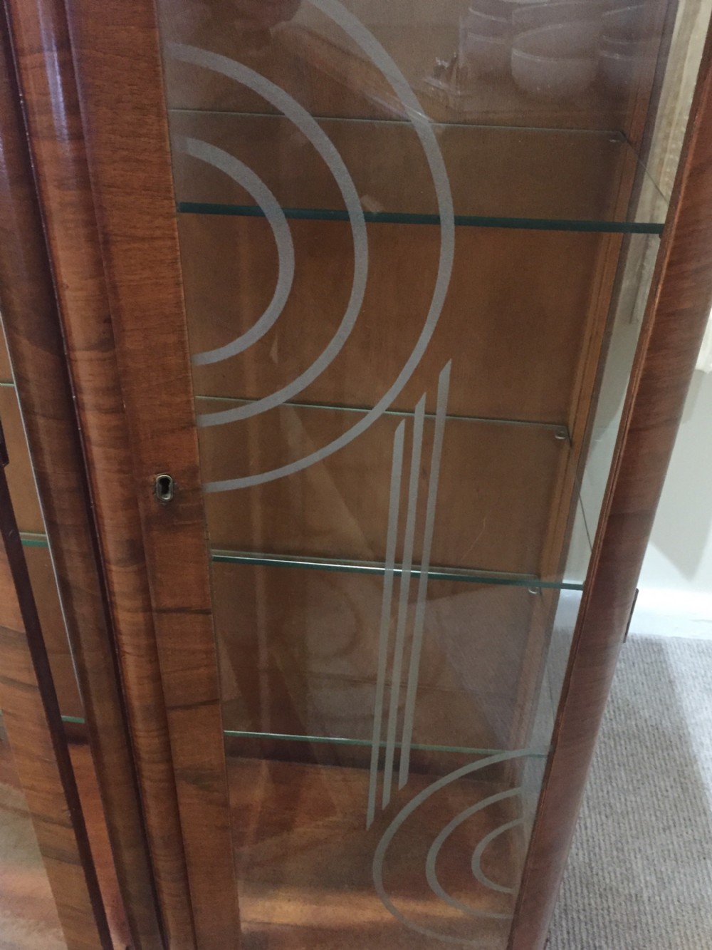 A Good Quality Art Deco Walnut Display Cabinet View XI