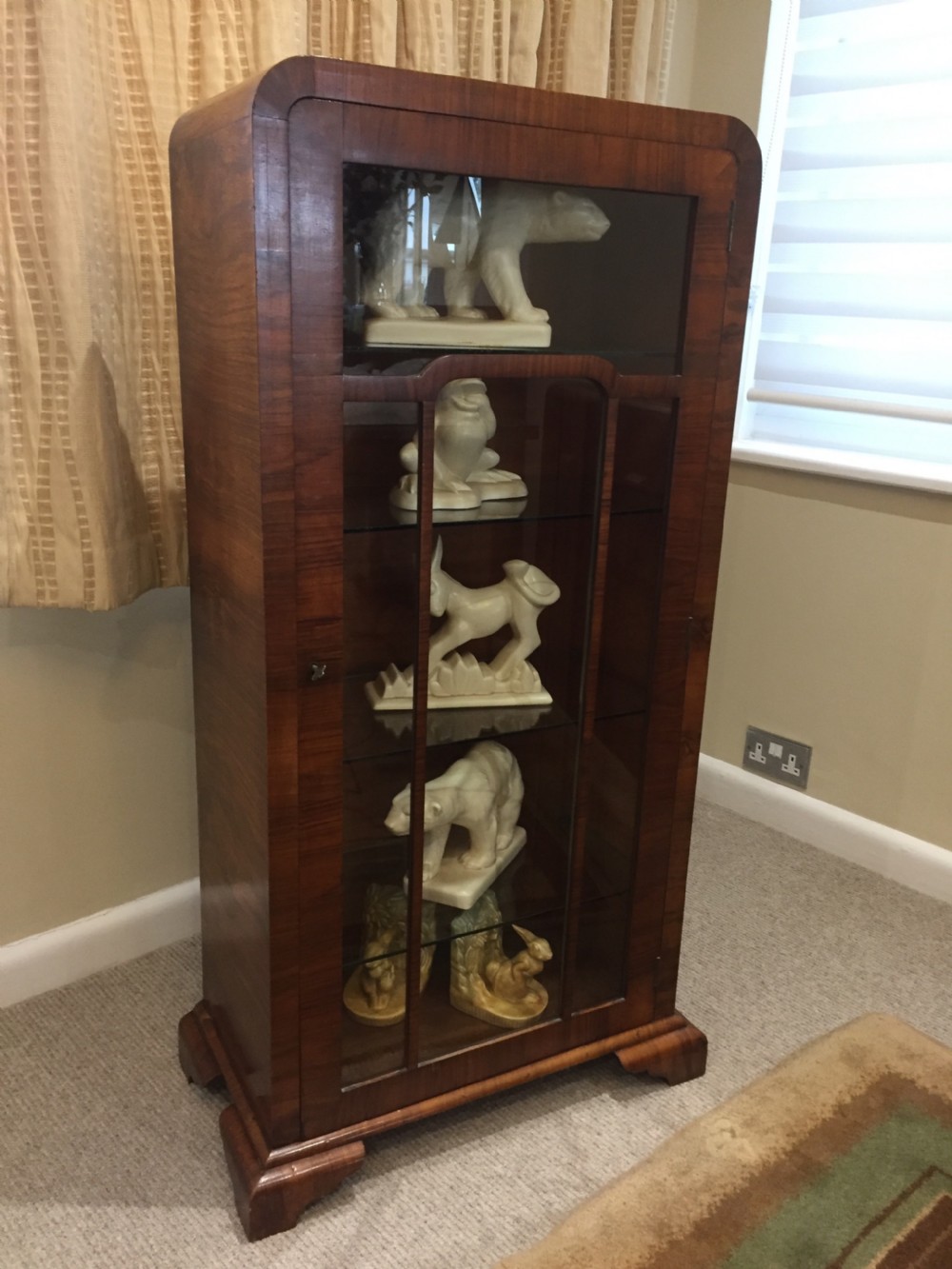 An Art Deco Walnut Display Cabinet