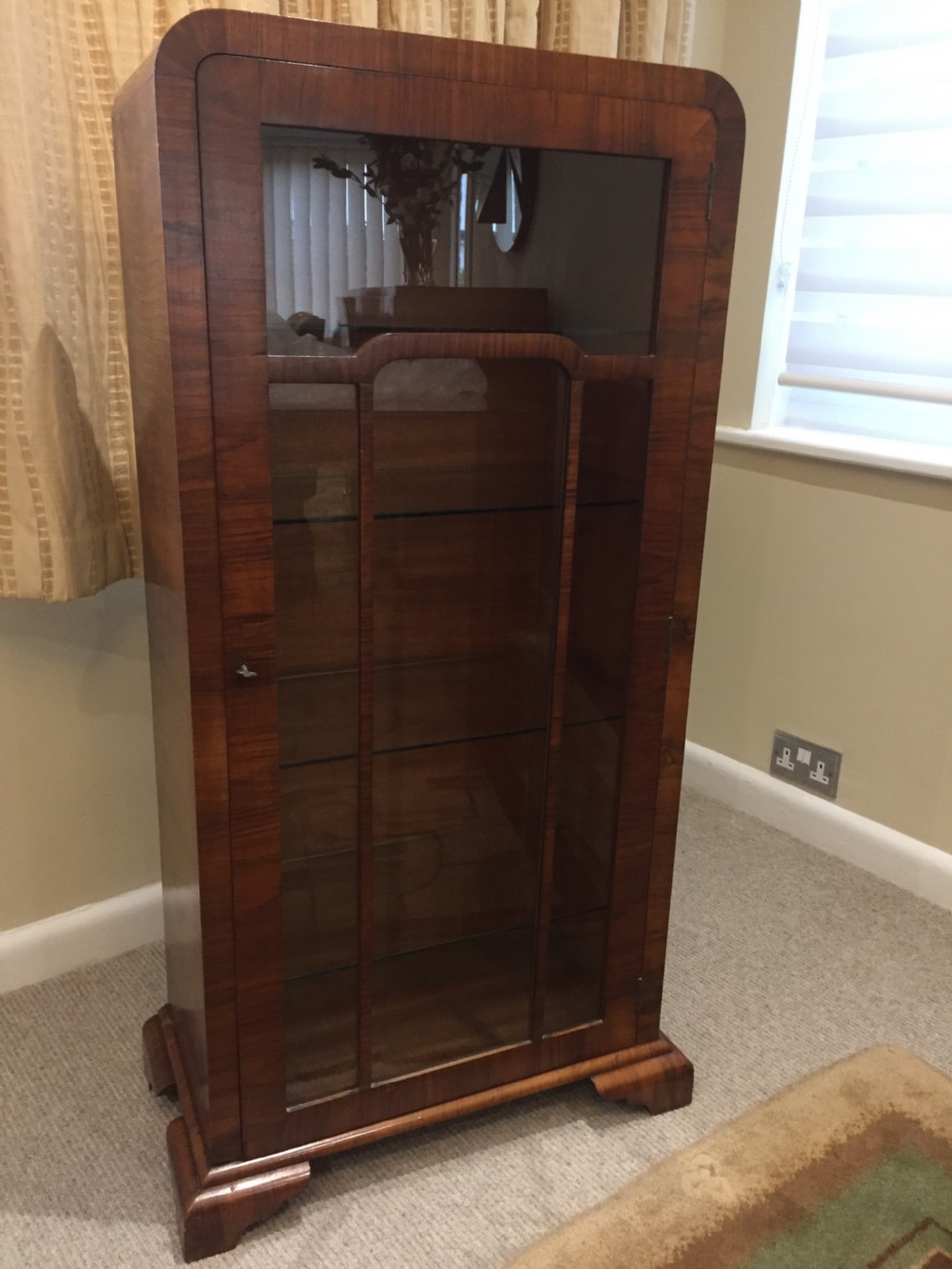 An Art Deco Walnut Display Cabinet View X