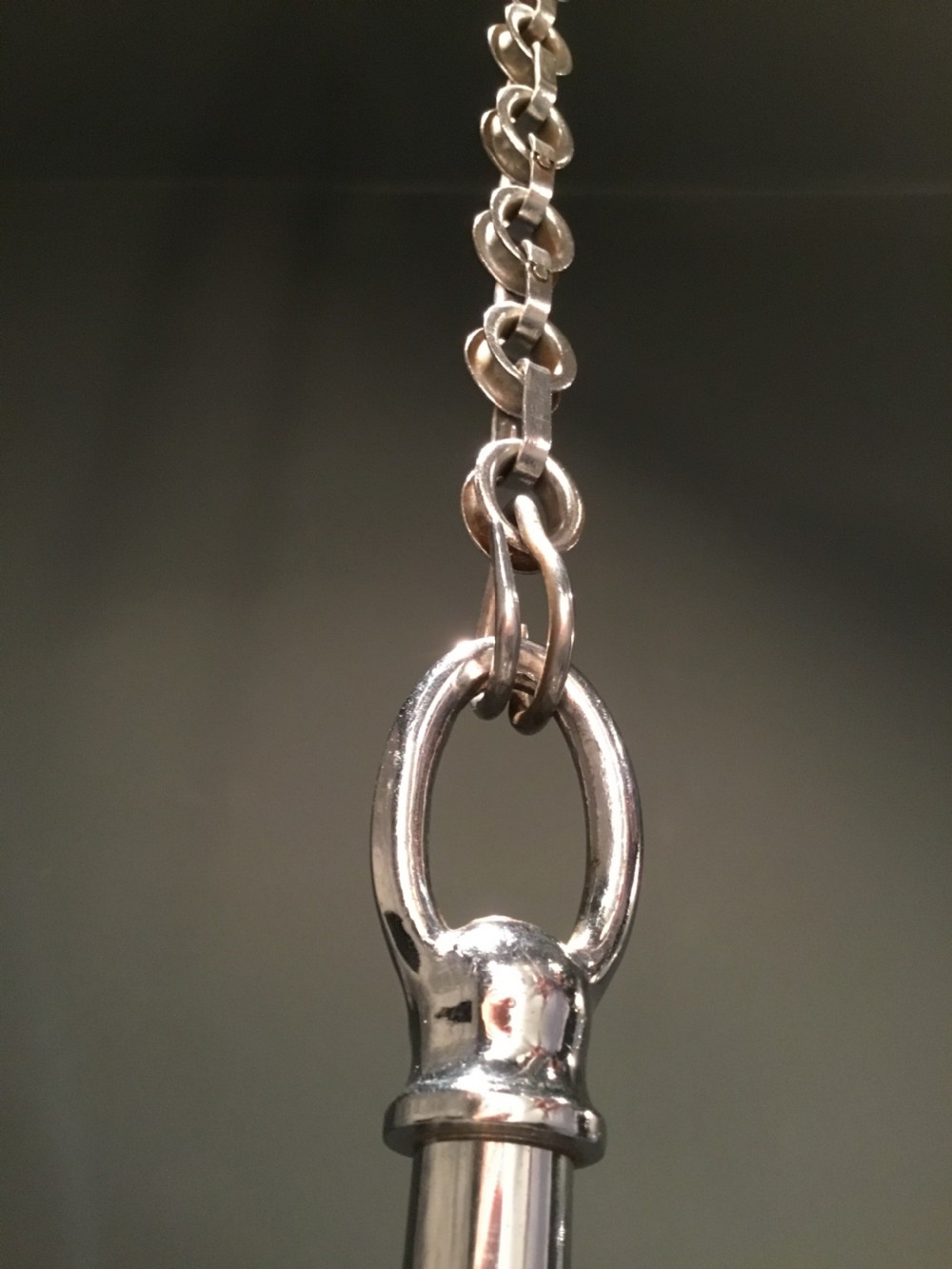 A Large Art Deco Pendant Light and Chrome Chain View VI