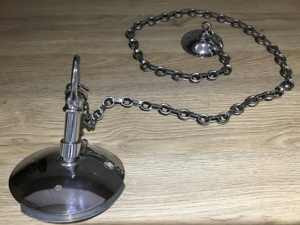 A Large Art Deco Pendant Light and Chrome Chain View VII