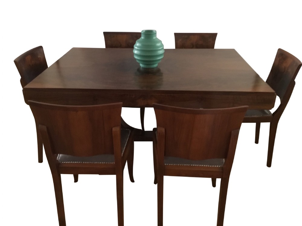 A French Art Dining Room Table and Six Chairs