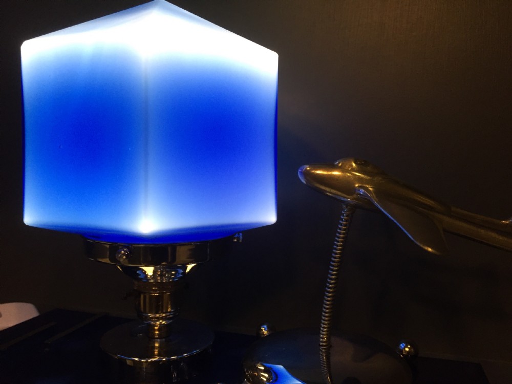 A Superb Art Deco Lamp with a model of a chrome aeroplane. View V